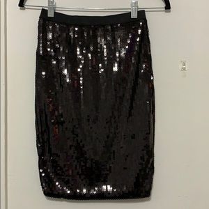 Black Sequin Pencil Skirt